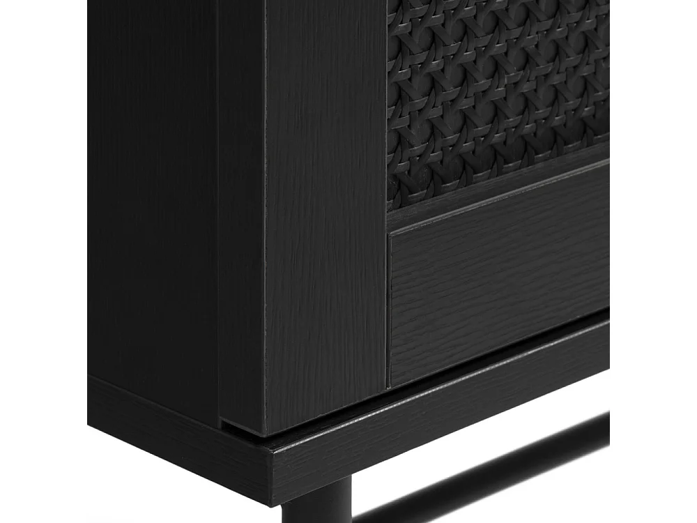 Rinto - Buffet haut 2 portes bois et métal H135cm : Couleur - Noir