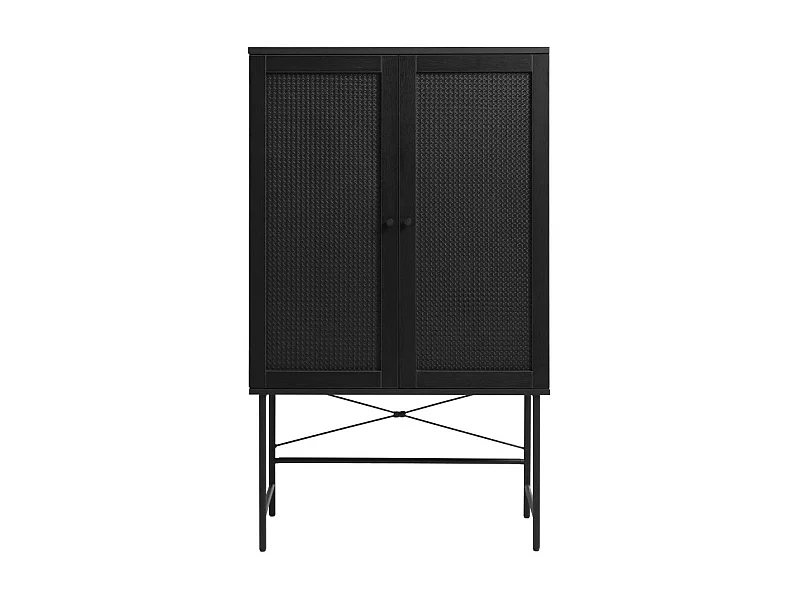 Rinto - Buffet haut 2 portes bois et métal H135cm : Couleur - Noir