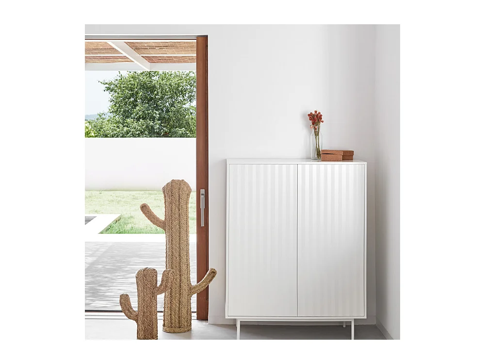 Sierra - Buffet haut en bois 2 portes 2 tiroirs : Couleur - Blanc