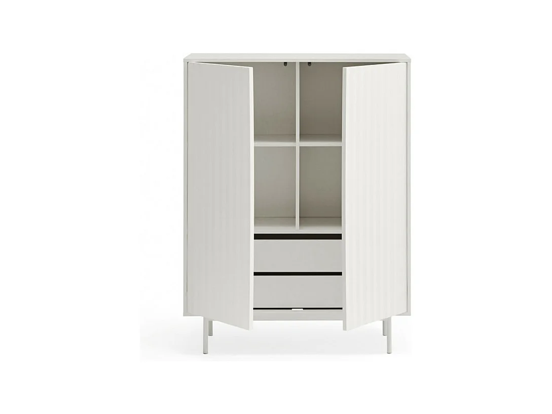 Sierra - Buffet haut en bois 2 portes 2 tiroirs : Couleur - Blanc