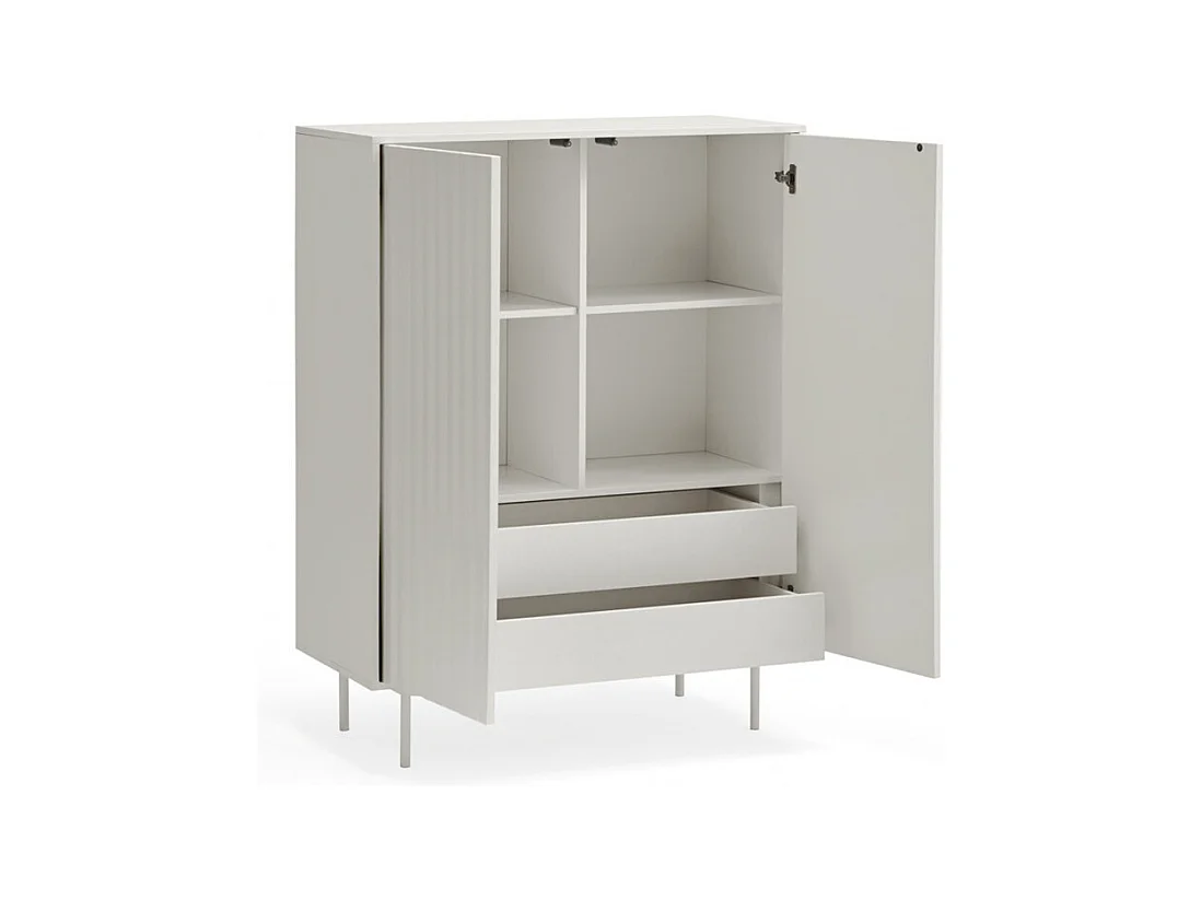 Sierra - Buffet haut en bois 2 portes 2 tiroirs : Couleur - Blanc