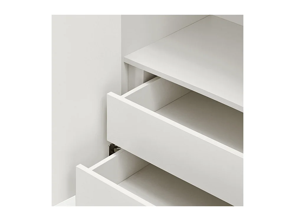 Sierra - Buffet haut en bois 2 portes 2 tiroirs : Couleur - Blanc