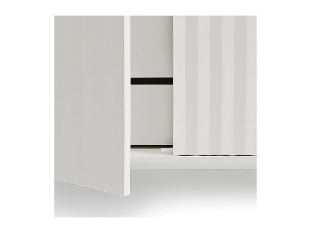 Sierra - Buffet haut en bois 2 portes 2 tiroirs : Couleur - Blanc