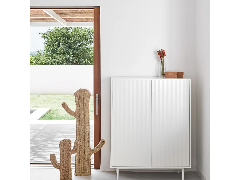 Sierra - Buffet haut en bois 2 portes 2 tiroirs : Couleur - Blanc