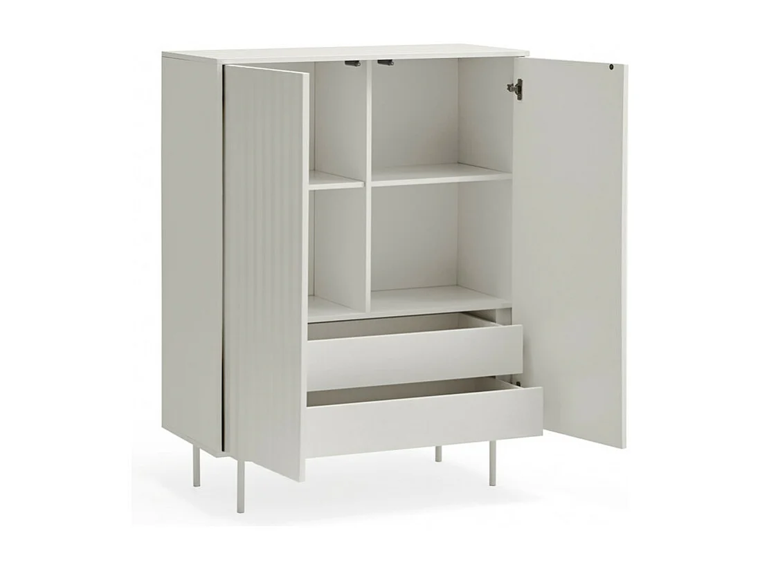 Sierra - Buffet haut en bois 2 portes 2 tiroirs : Couleur - Blanc