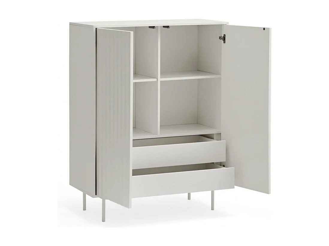Sierra - Buffet haut en bois 2 portes 2 tiroirs : Couleur - Blanc
