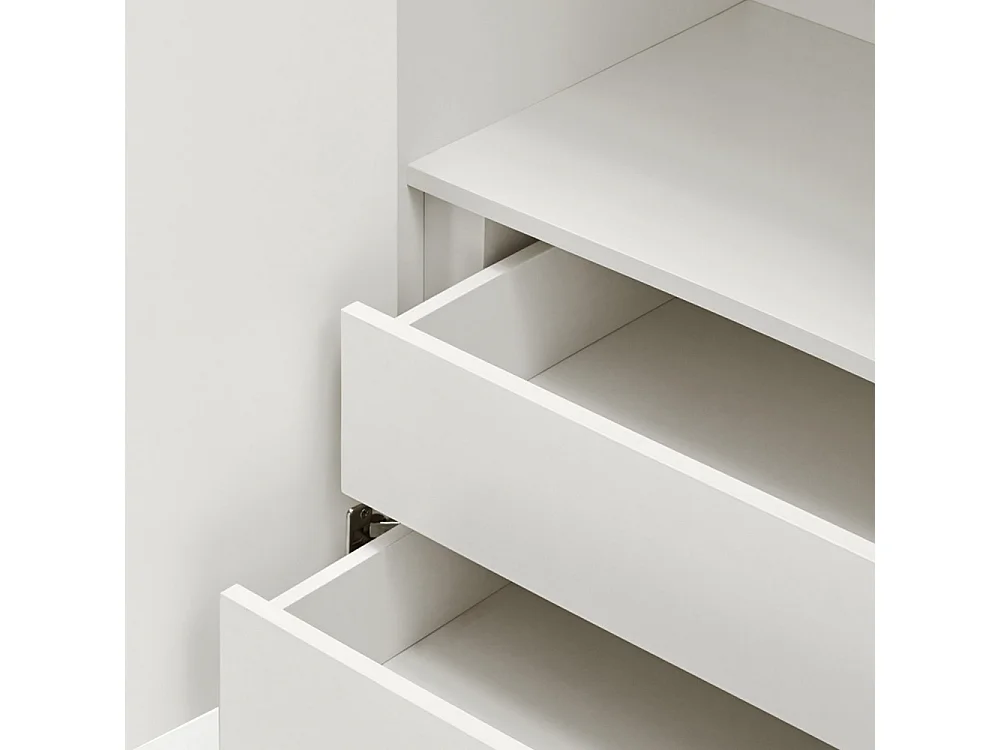 Sierra - Buffet haut en bois 2 portes 2 tiroirs : Couleur - Blanc