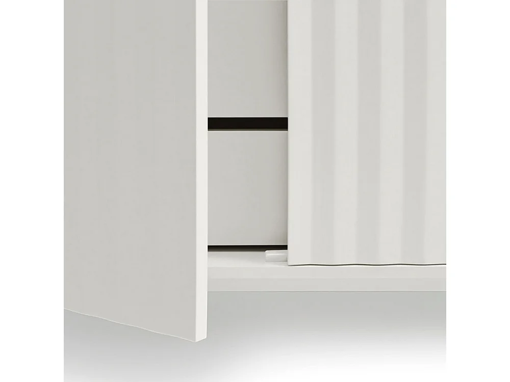 Sierra - Buffet haut en bois 2 portes 2 tiroirs : Couleur - Blanc