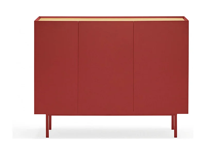 Arista - Buffet en bois 3 portes 3 tiroirs L110cm : Couleur - Rouge