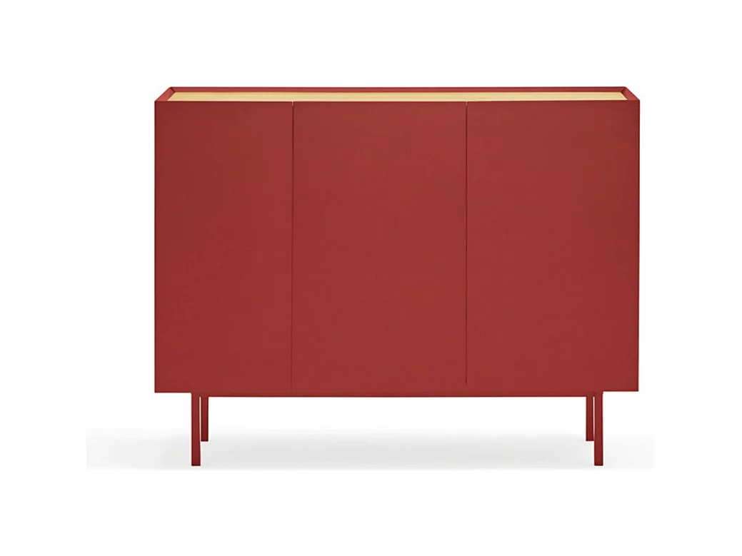 Arista - Buffet en bois 3 portes 3 tiroirs L110cm : Couleur - Rouge