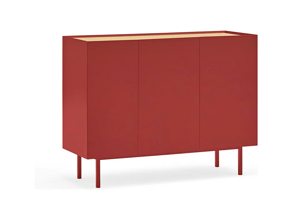 Arista - Buffet en bois 3 portes 3 tiroirs L110cm : Couleur - Rouge
