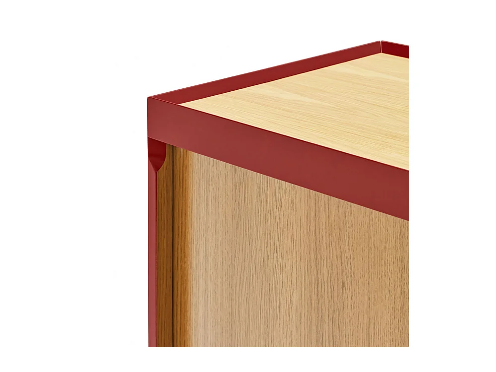 Arista - Buffet en bois 3 portes 3 tiroirs L110cm : Couleur - Rouge