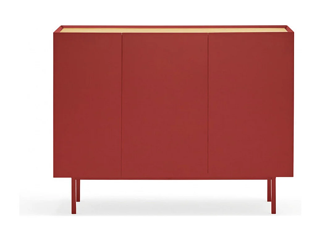 Arista - Buffet en bois 3 portes 3 tiroirs L110cm : Couleur - Rouge
