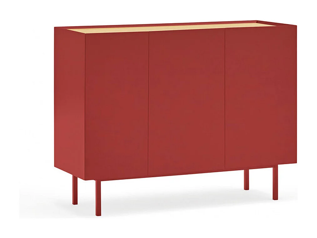 Arista - Buffet en bois 3 portes 3 tiroirs L110cm : Couleur - Rouge