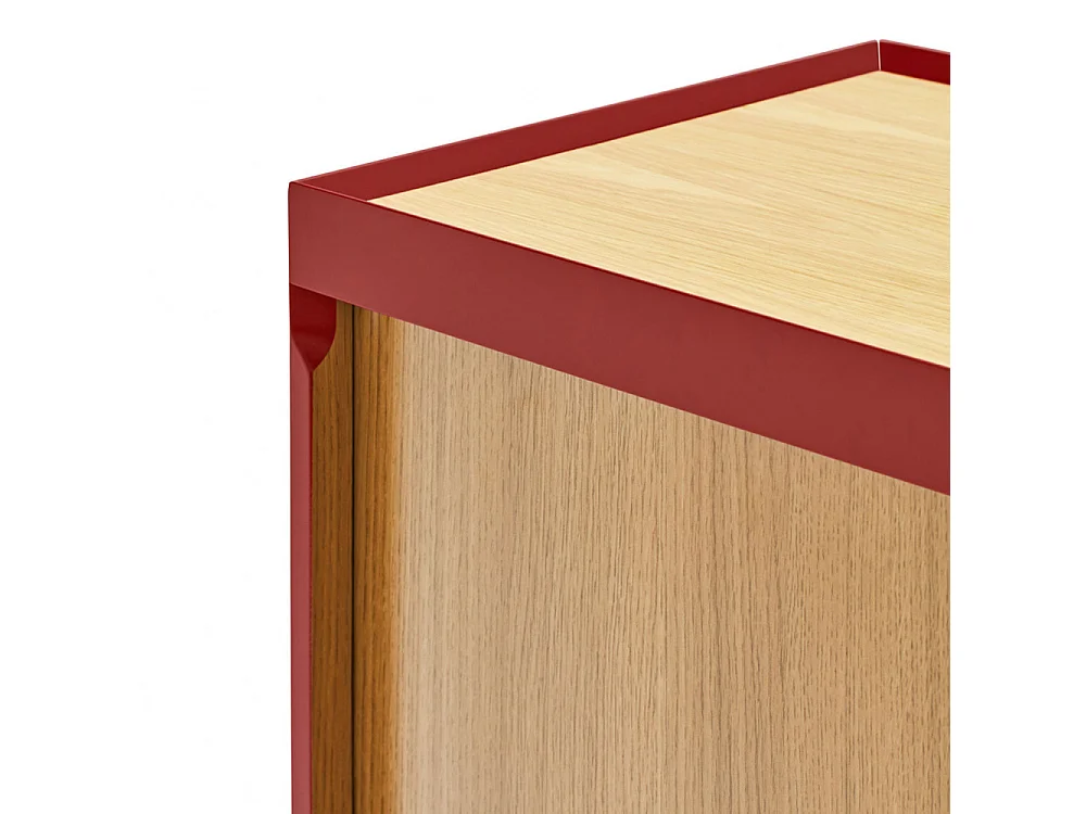 Arista - Buffet en bois 3 portes 3 tiroirs L110cm : Couleur - Rouge