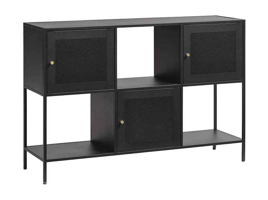 Abel - Buffet 3 portes, 3 niches en métal L120cm : Couleur - Noir