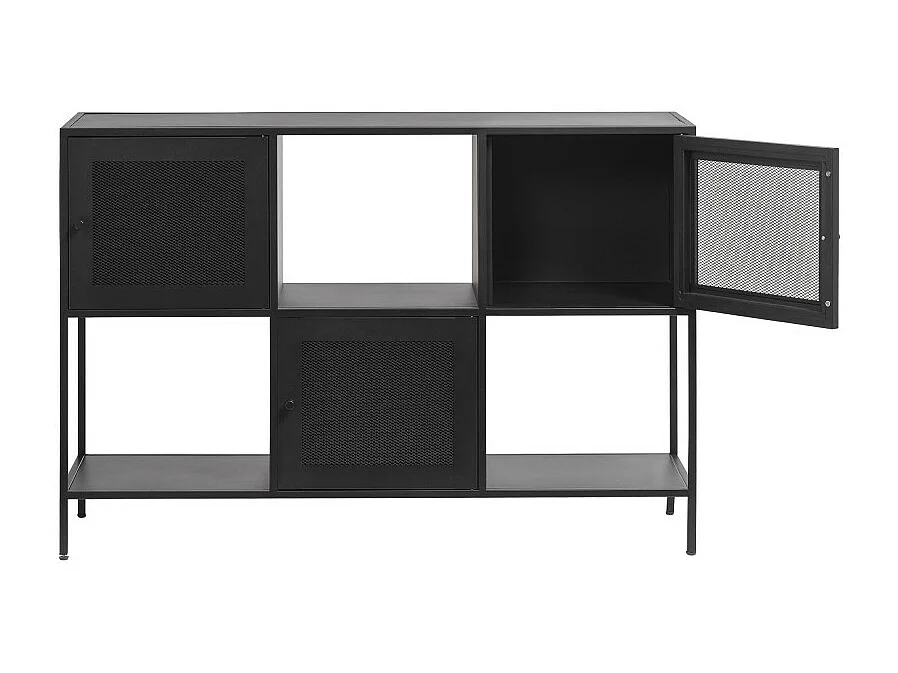 Abel - Buffet 3 portes, 3 niches en métal L120cm : Couleur - Noir