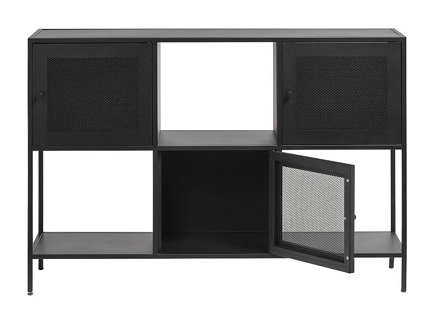 Abel - Buffet 3 portes, 3 niches en métal L120cm : Couleur - Noir