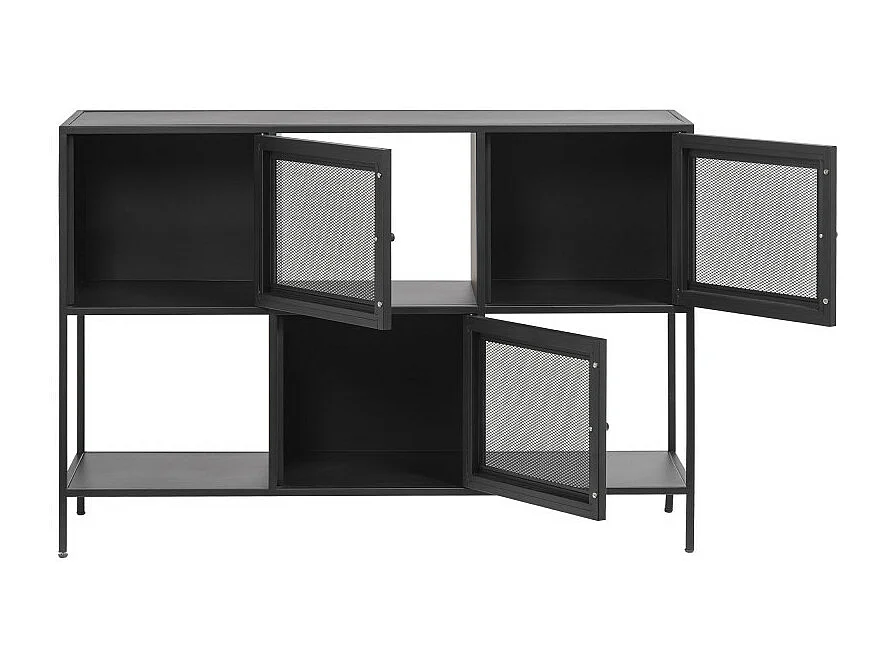 Abel - Buffet 3 portes, 3 niches en métal L120cm : Couleur - Noir