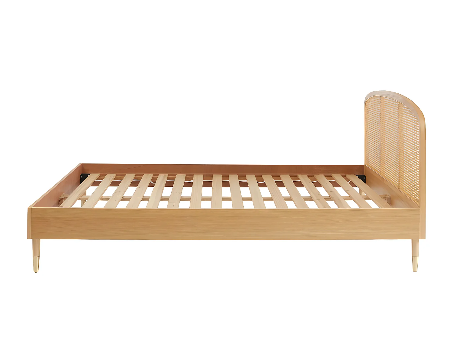 Bombong - Lit en bois et cannage 160x200cm - Bois clair