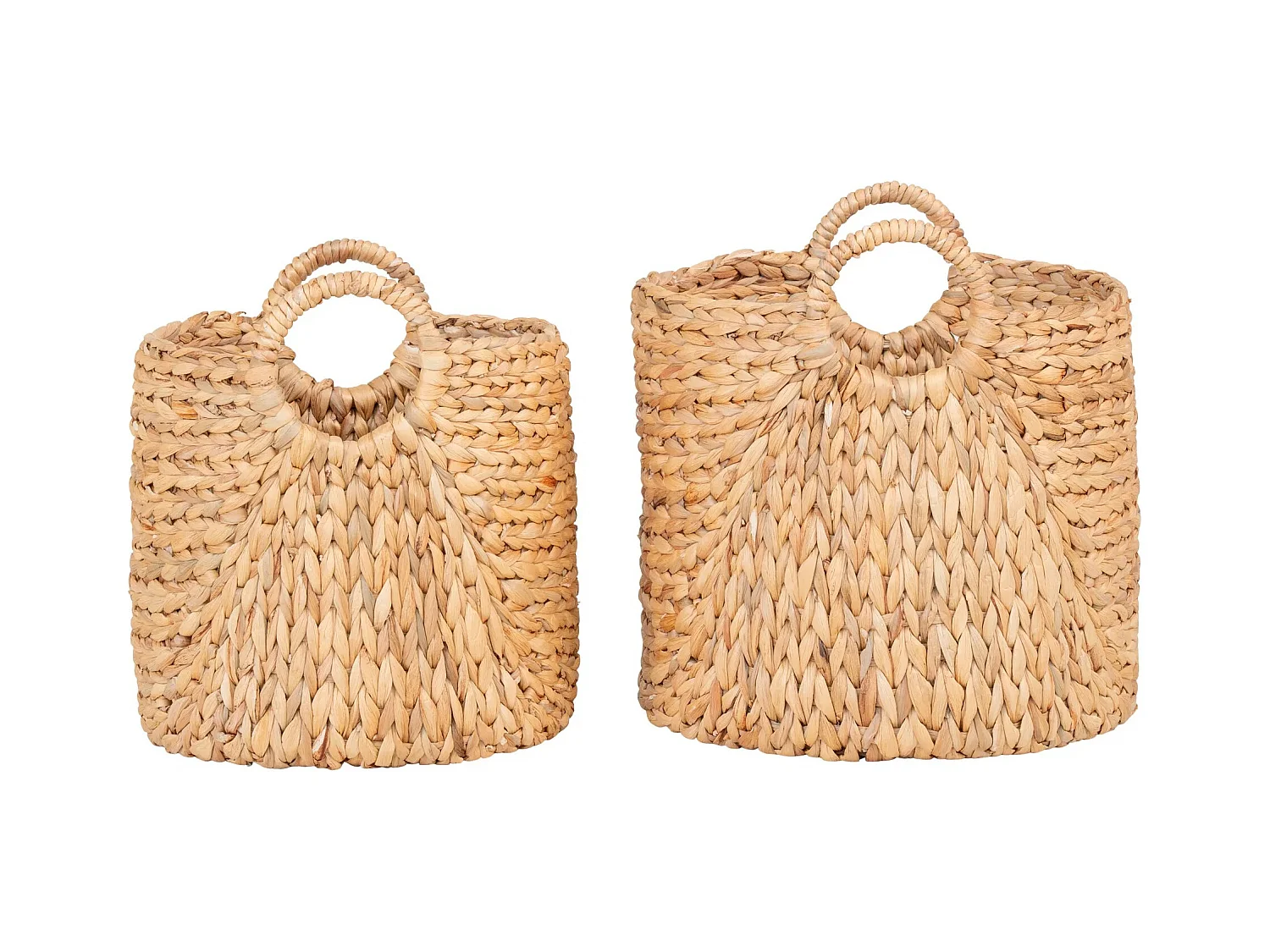 Set van 2 ronde decoratieve manden PASSO – Natuurlijke waterhyacint