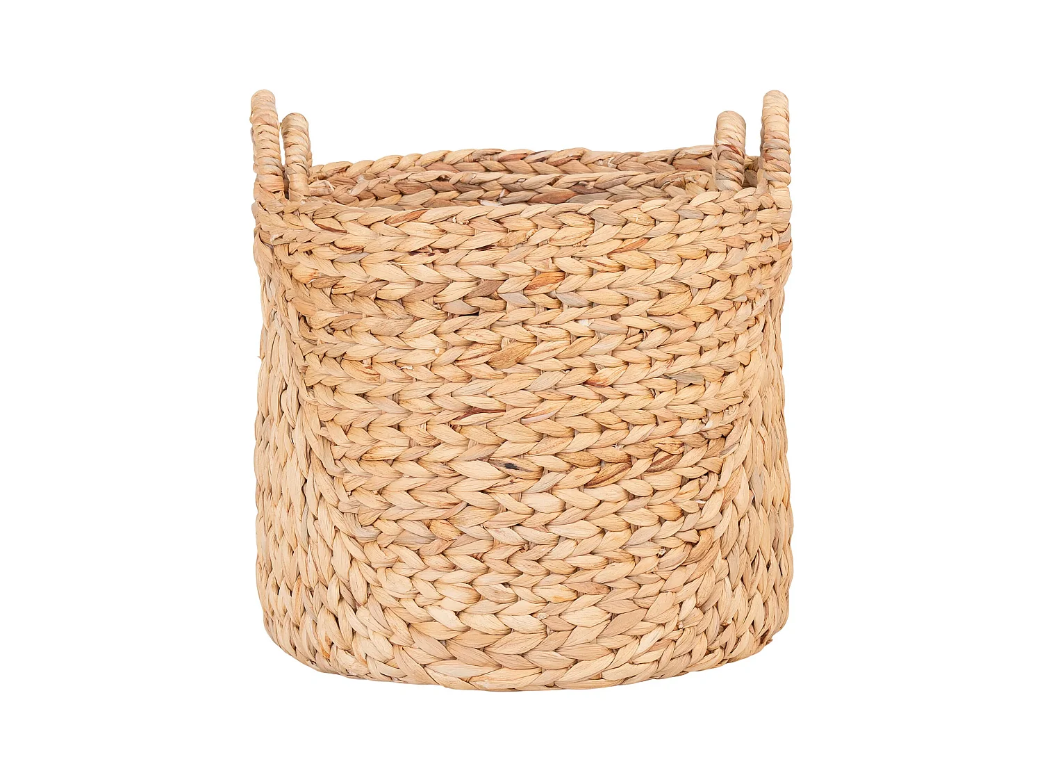 Set van 2 ronde decoratieve manden PASSO – Natuurlijke waterhyacint