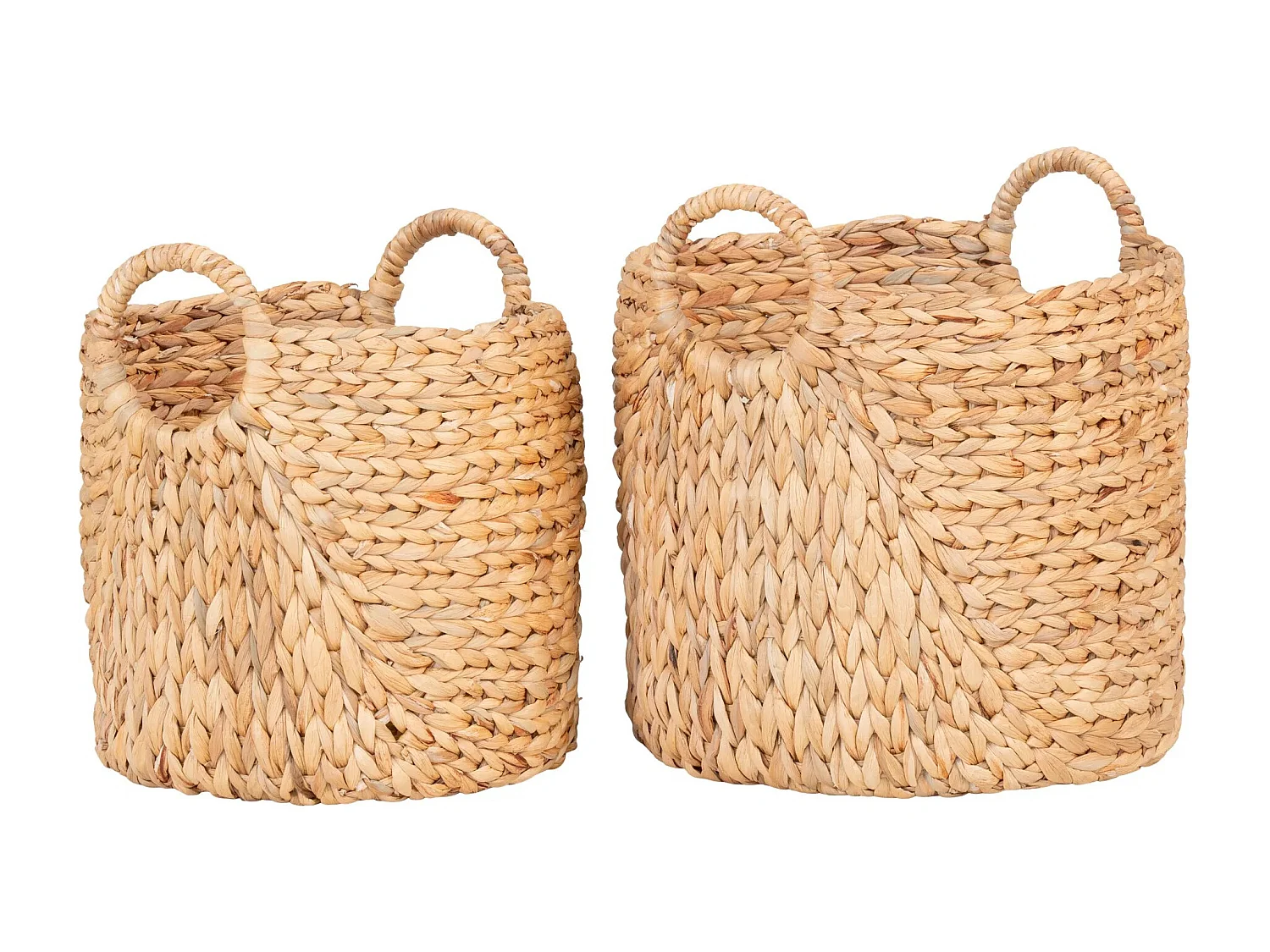 Lot de 2 paniers décoratifs ronds PASSO – Jacinthe d’eau naturelle