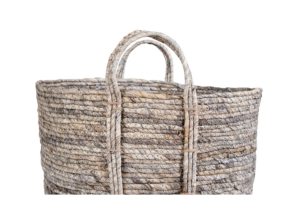 Panier de rangement rond UDINE – Feuille de maïs grise