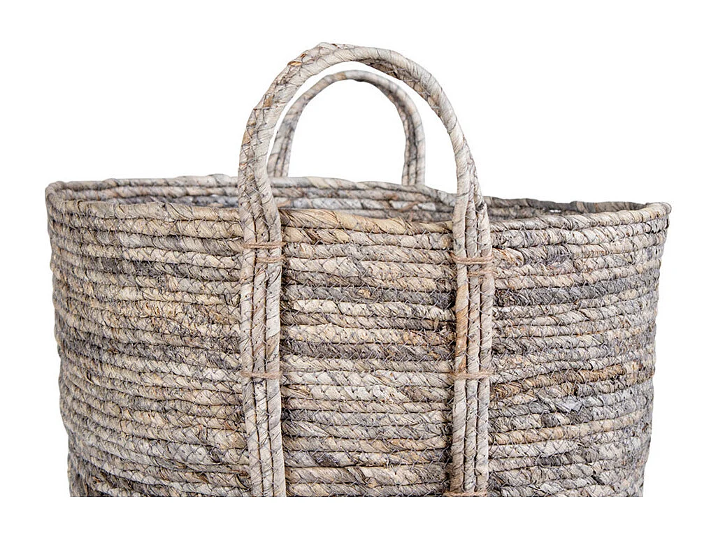 Panier de rangement rond UDINE – Feuille de maïs grise