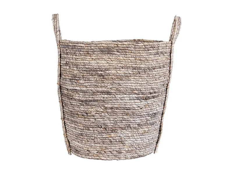 Panier de rangement rond UDINE – Feuille de maïs grise