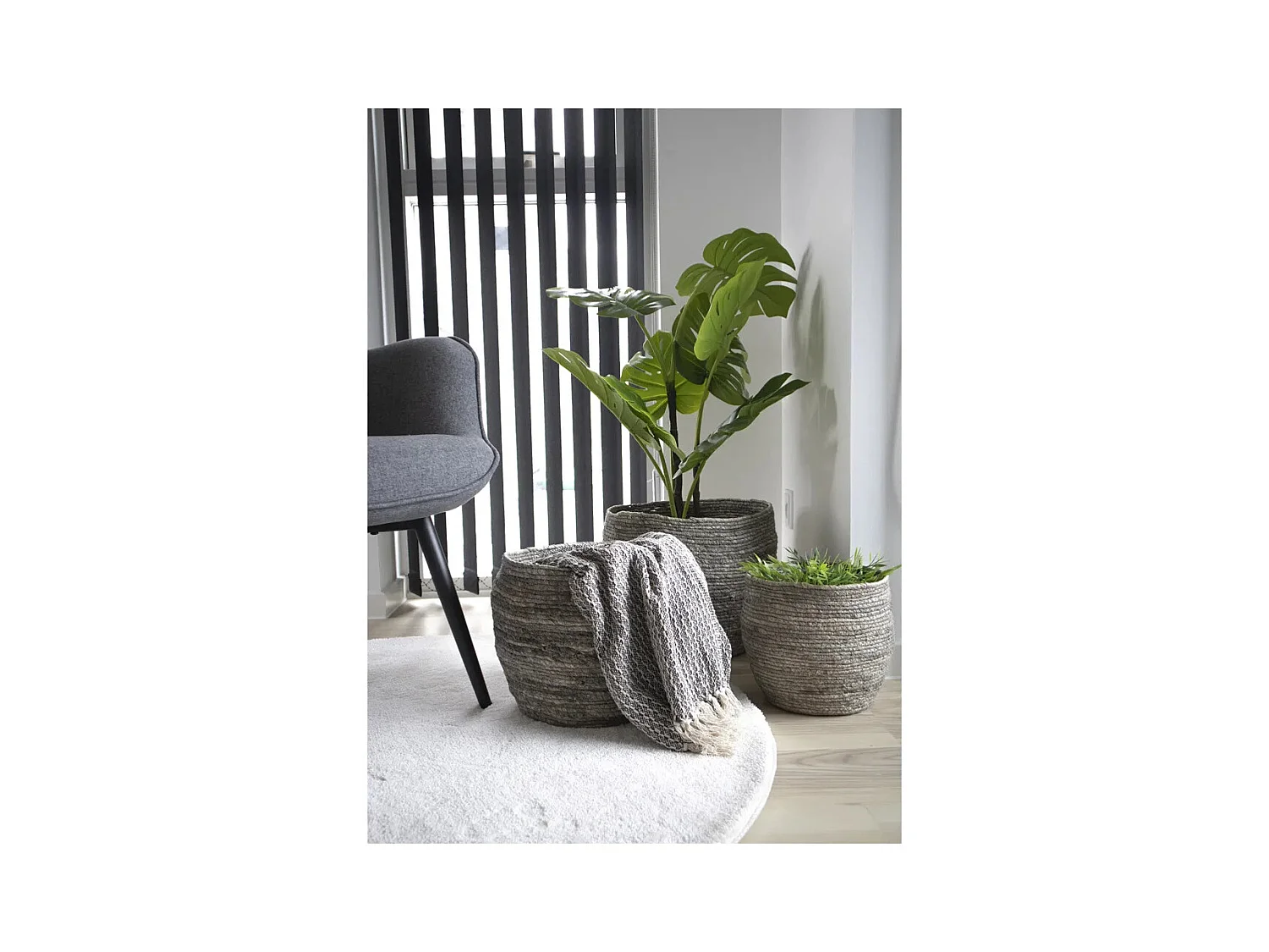 TIVOLI Set van 3 maiskolfmanden – Natuurlijk grijs