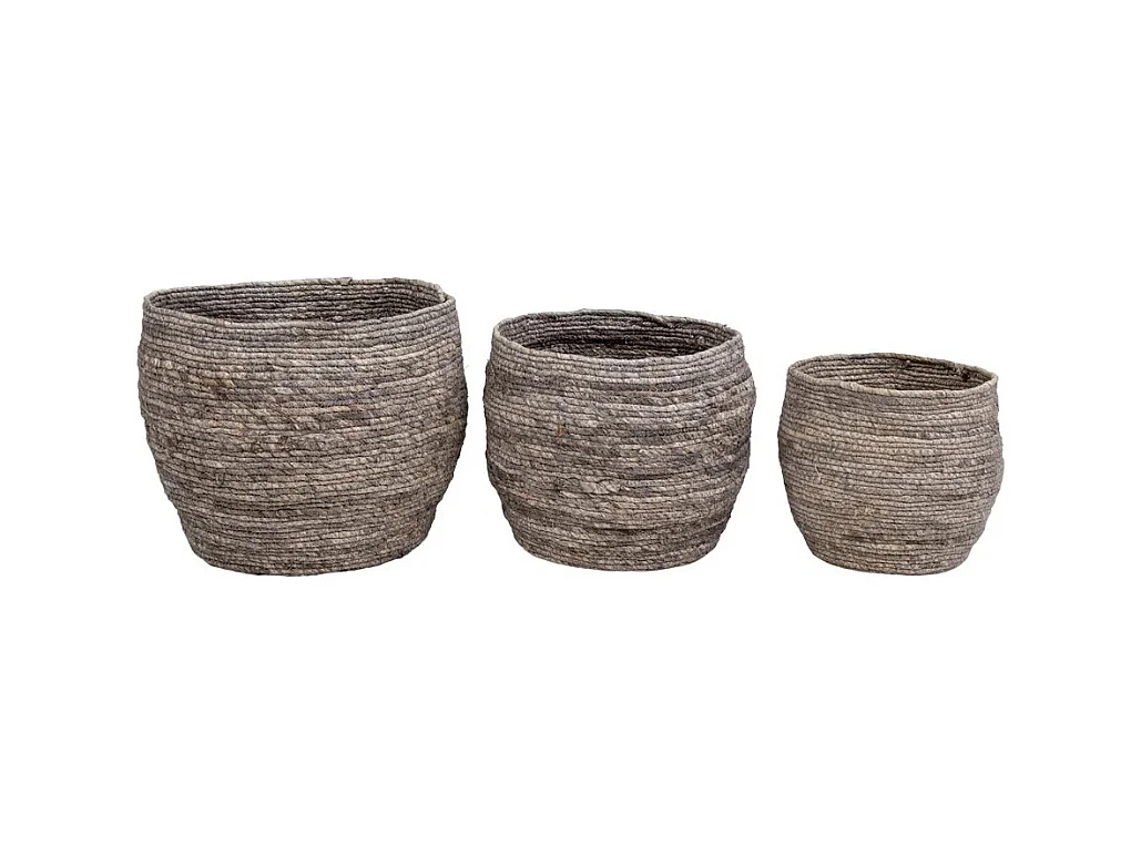 TIVOLI Set van 3 maiskolfmanden – Natuurlijk grijs
