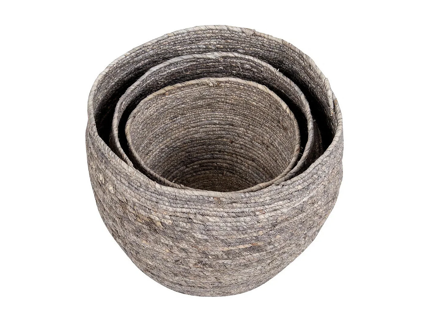 Lot de 3 paniers en feuilles de maïs TIVOLI – Gris naturel