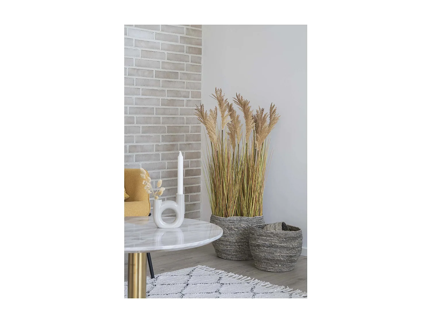 Lot de 3 paniers en feuilles de maïs TIVOLI – Gris naturel