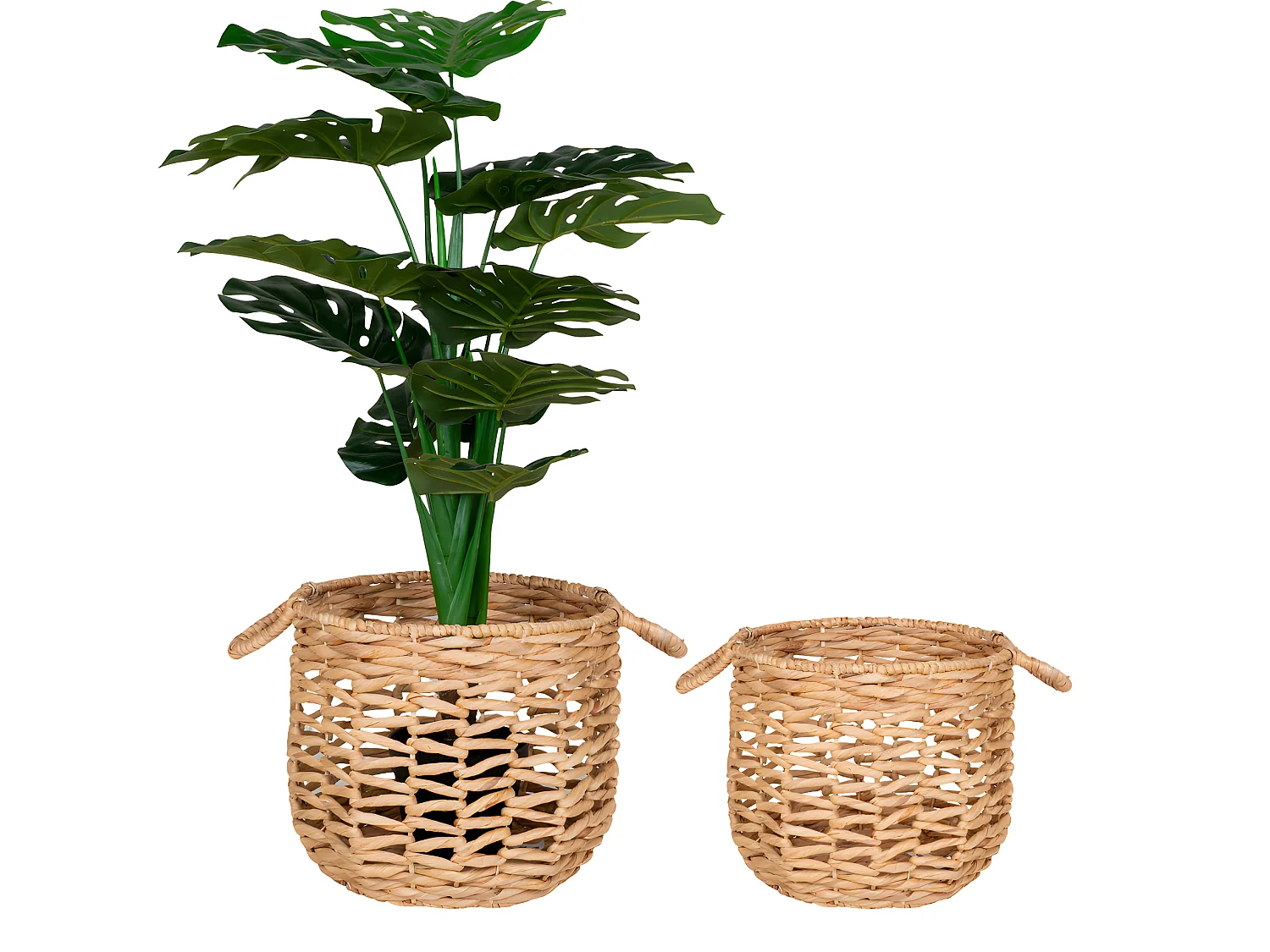 Adra - Lot de 2 paniers en jacinthe d'eau - Couleur - Naturel