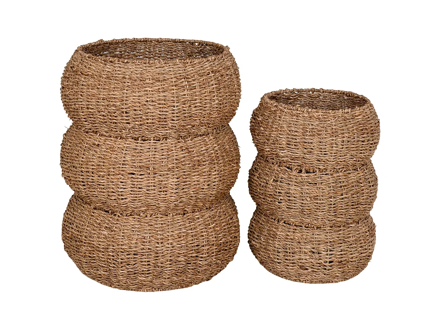 Juego de 2 cestas redondas SARBAS – Hierba marina natural