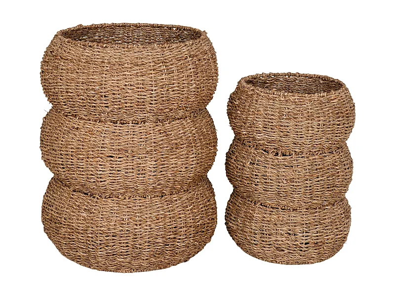 Lot de 2 paniers ronds SARBAS – Herbe de mer naturelle