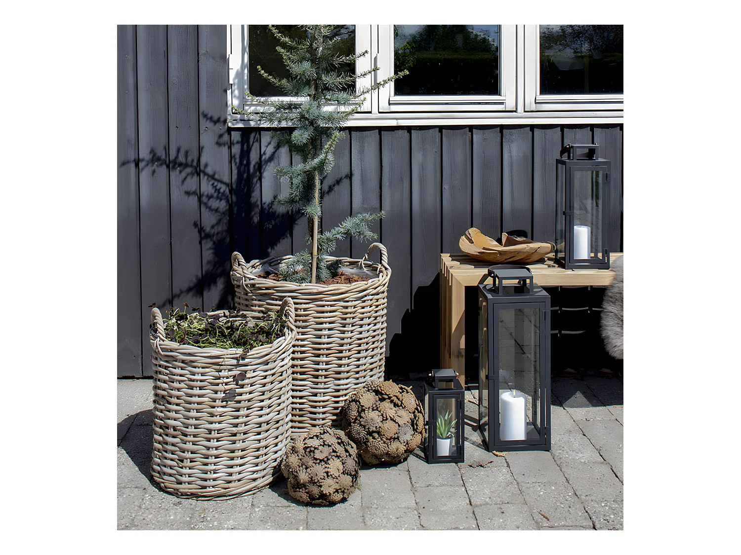 Indo - Lot de 2 paniers en rotin - Naturel