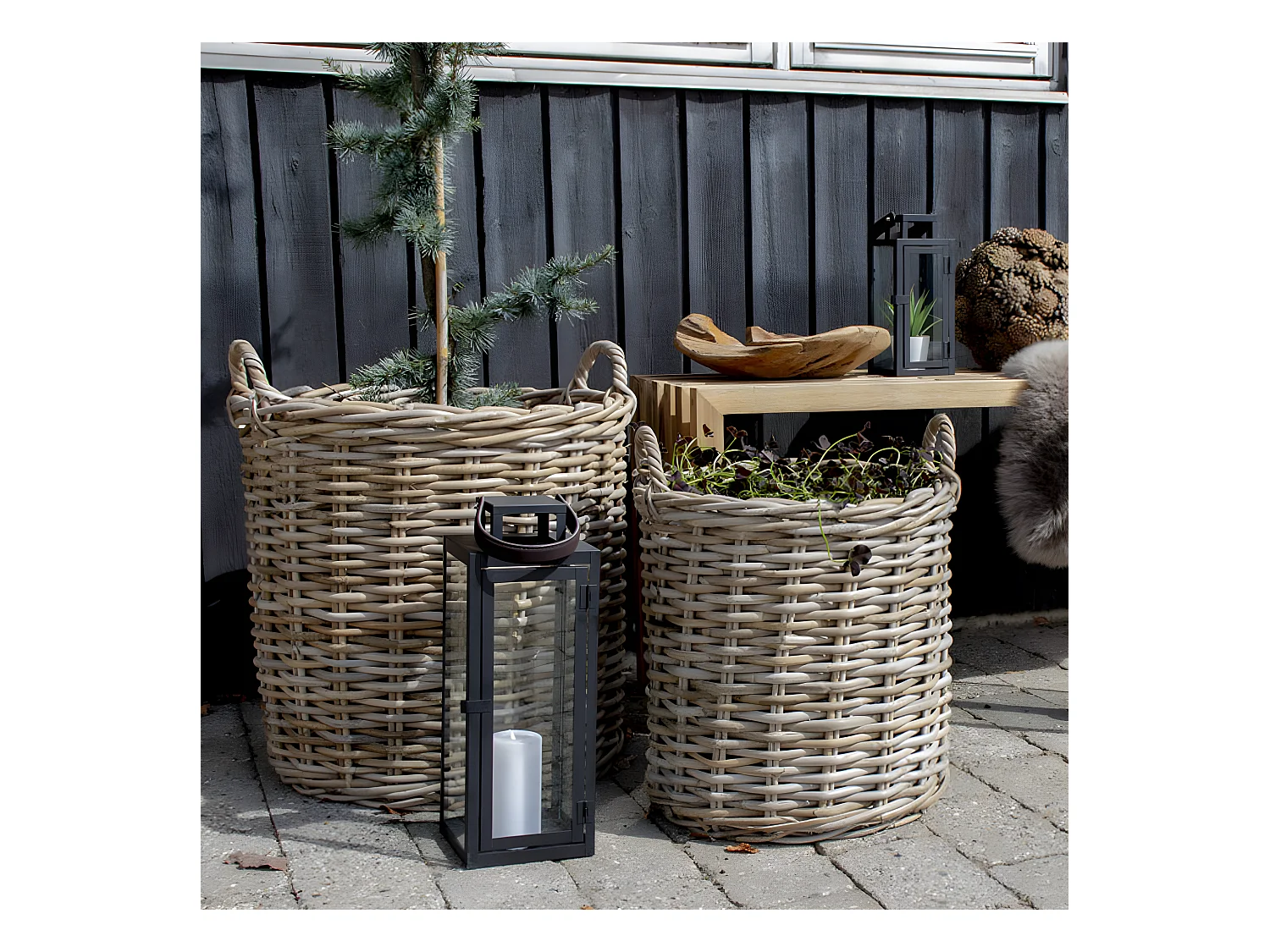 Indo - Lot de 2 paniers en rotin - Naturel