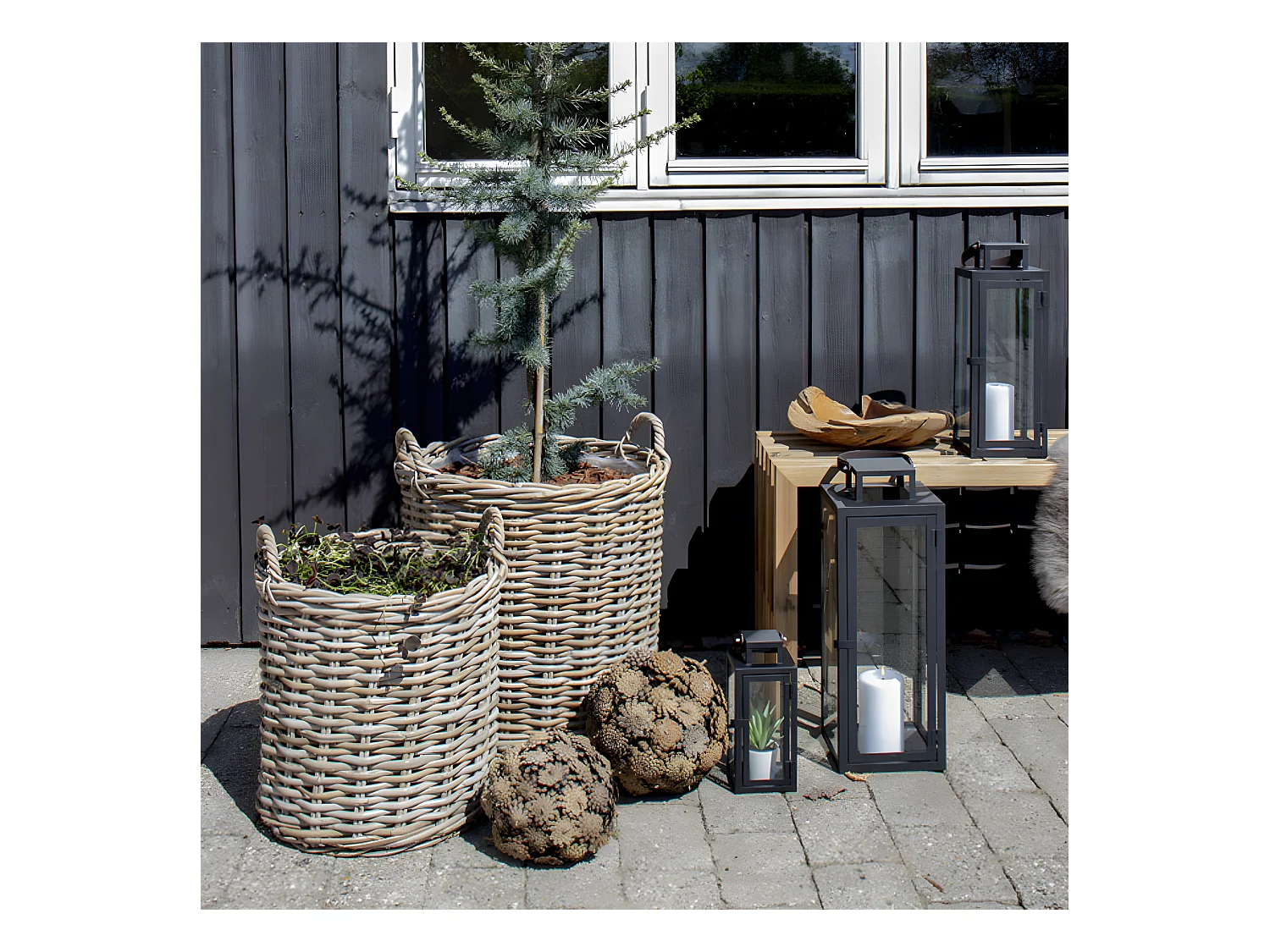 Indo - Lot de 2 paniers en rotin - Naturel