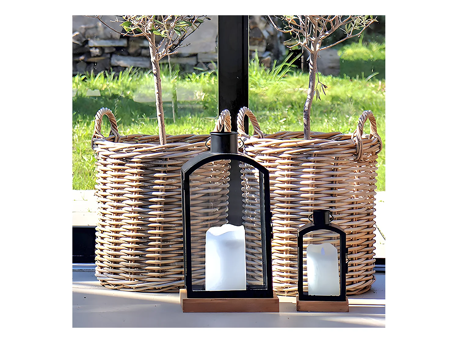 Indo - Lot de 2 paniers en rotin - Naturel