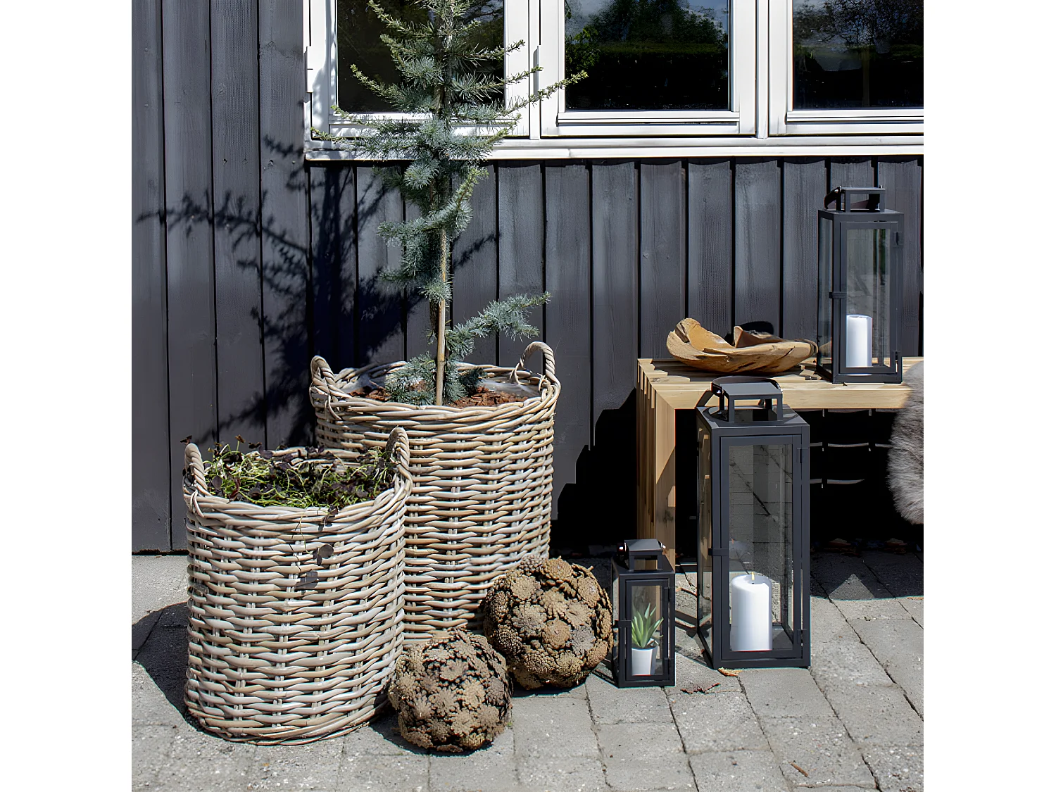 Indo - Lot de 2 paniers en rotin - Naturel