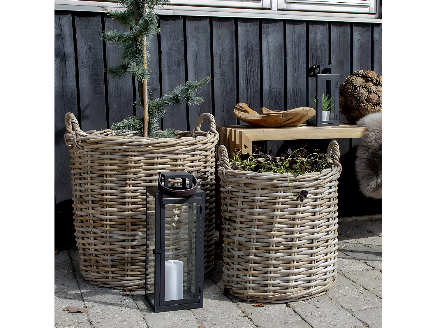 Indo - Lot de 2 paniers en rotin - Naturel