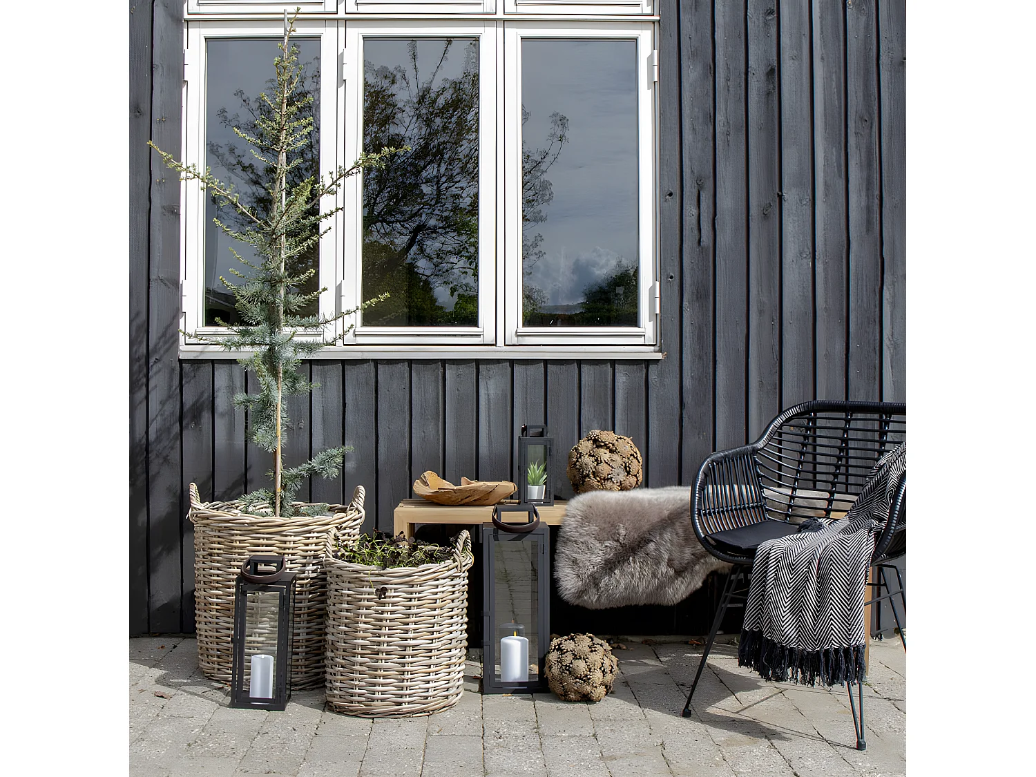 Indo - Lot de 2 paniers en rotin - Naturel