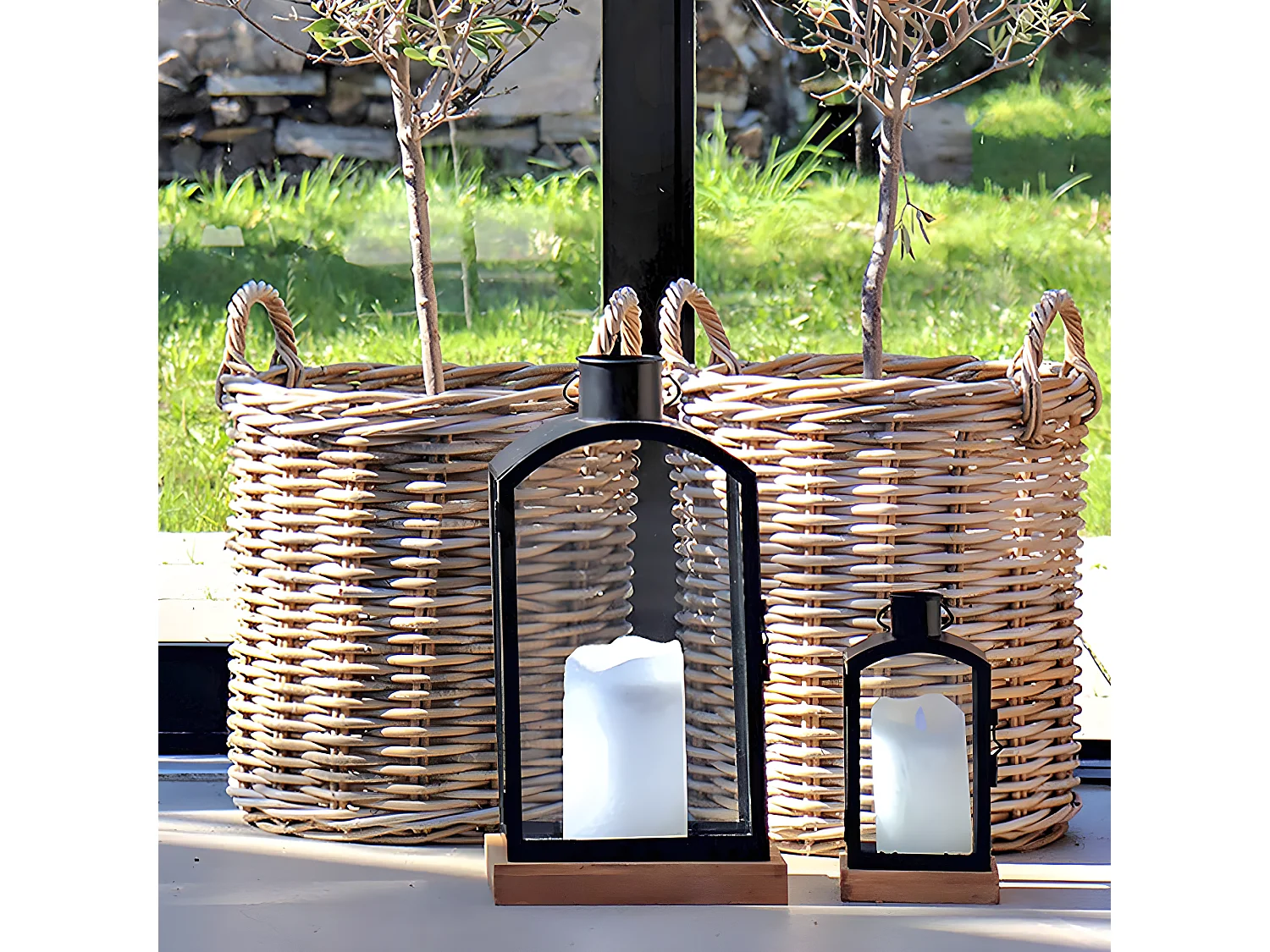 Indo - Lot de 2 paniers en rotin - Naturel