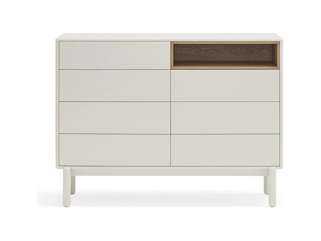Corvo - Commode 7 tiroirs 1 niche en bois L120xH90cm - Blanc