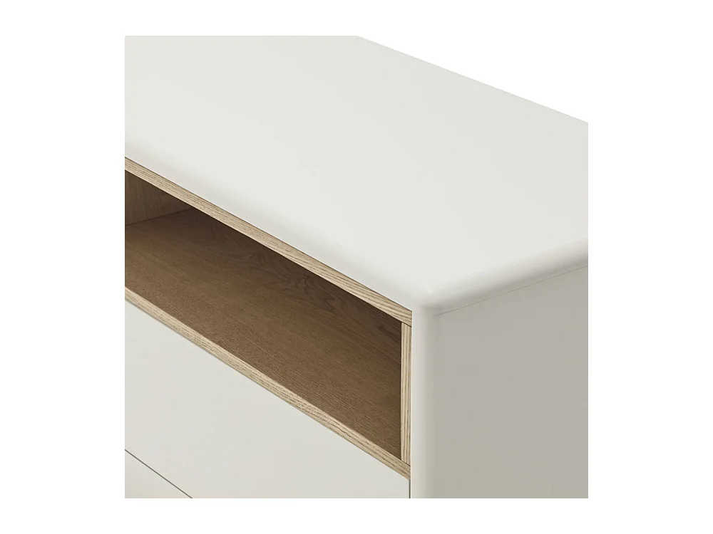 Corvo - Commode 7 tiroirs 1 niche en bois L120xH90cm - Blanc