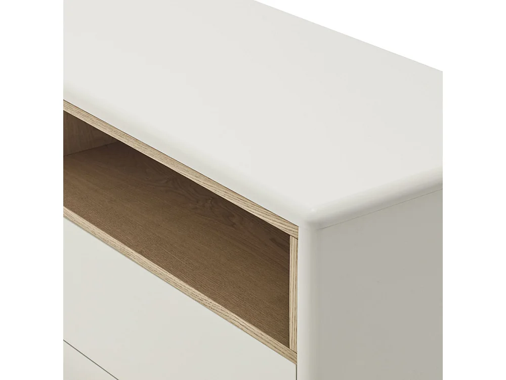 Corvo - Commode 7 tiroirs 1 niche en bois L120xH90cm - Blanc