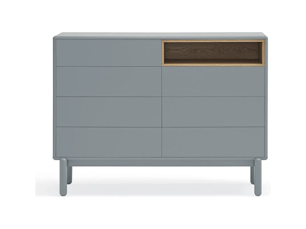 Corvo - Commode 7 tiroirs 1 niche en bois L120xH90cm - Gris clair