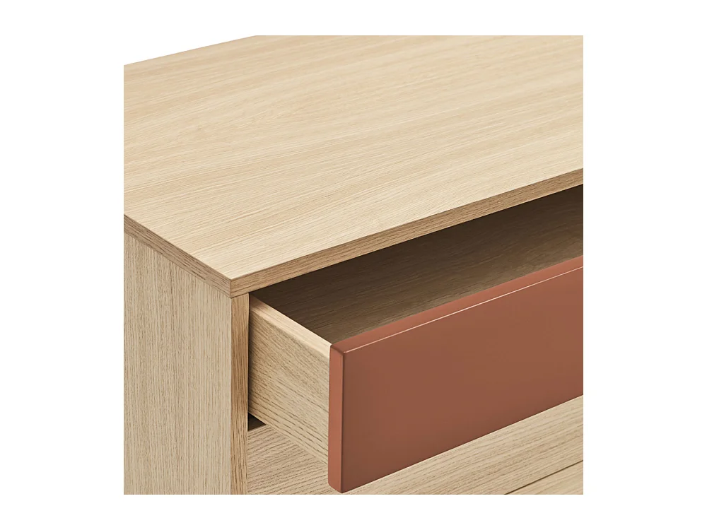 Yoko - Commode 4 tiroirs en bois L90xH45cm - Rouge brique